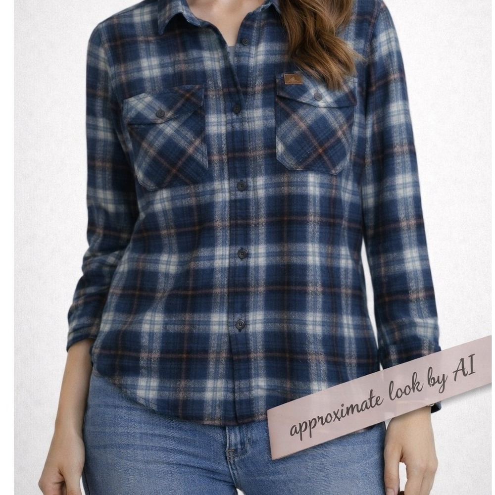 Coleman Womens Blue Plaid Long Sleeve Button Down Flannel Shirt XL